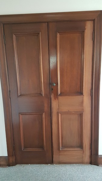 Old style timber doors - before.